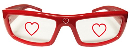 Heart Happy Eyes Plastic Holographic 3D Glasses - 2 Pairs