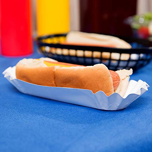 750 Paper Hot Dog Trays | White Hot Dog Wrappers | 8 Inch Hotdog Tray Holders | Fluted Hotdog Boats | Sturdy Hotdog Wrappers - Thumbnail 4