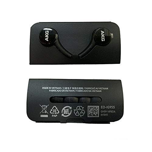 OEM ElloGear Earbuds Stereo Headphones for Samsung Galaxy S10 S10e Plus Cable - Designed by AKG - with Microphone and Volume Buttons (Black)