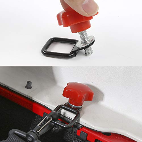 CheroCar Hard Top Quick Removal Fastener Thumb Roof Screws Bolts Tie Down Anchor With Nut Kit for Jeep Wrangler Parts Sports Sahara Rubicon X & Unlimited YJ TJ LJ JK JL 2/4Door 1987-2020 (Red 8PACK)