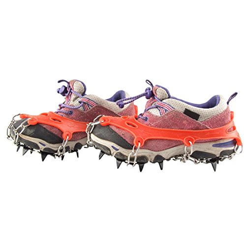 Freahap 11 Teeth Ice Claws Crampons Anti Slip Traction Cleats for Kids with Carry Bag