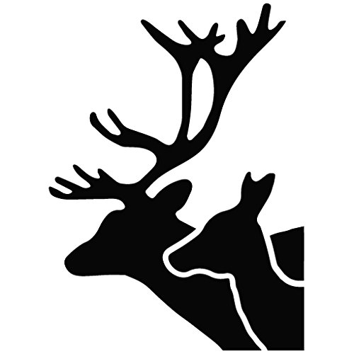 Deer Couple Vision - Animal Decal [60cm Silver] Vinyl Removable Decorative Sticker