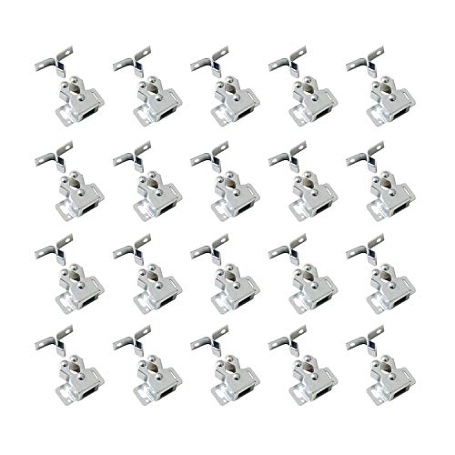 LOOTICH Cabinet Door Steel Twin Roller Catches with Plates and Screws for Kitchen Cupboard Home Furniture Bathroom Wardrobe Latch Silent Locks Stopper Spring Loaded (20 Pcs)