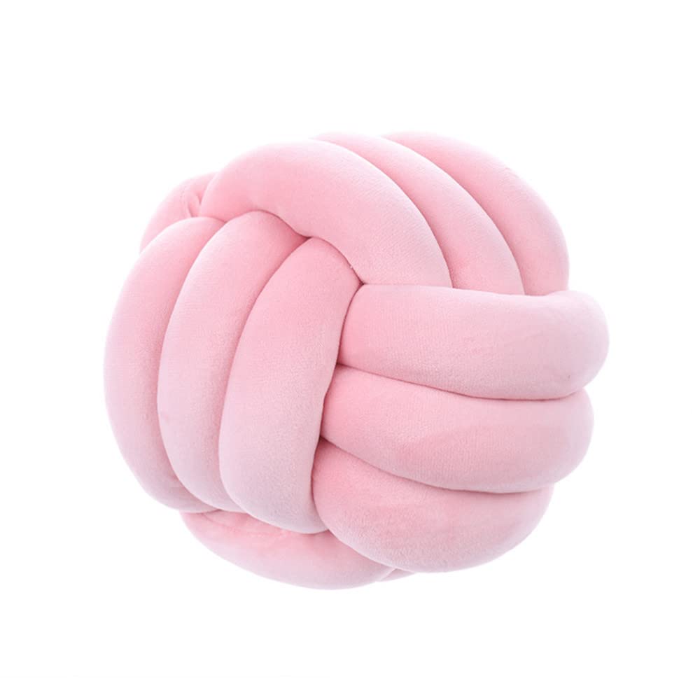 NatureMan Soft Knot Ball Pillows,Round Throw Pillow Cushion Children Room Decoration Plush Pillow,Handmade Round Plush Pillow,Calming Stress Relief PlushToy,diameter 28cm (Pink)