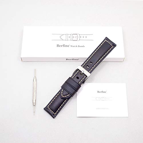 Berfine Quick Release Retro Leather Watch Band,Vintage OilTanned Pullup Leather Strap