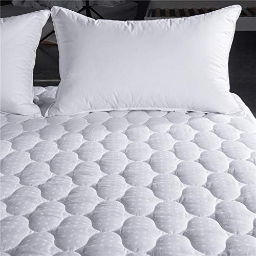 Mattress Topper Cool Cover, Luxury Overfilled Soft Down Alternative Quilted Stretches up to 18 inch Deep Fitted Mattress Pad Hotel Dorm Bed (King Size, Cotton)