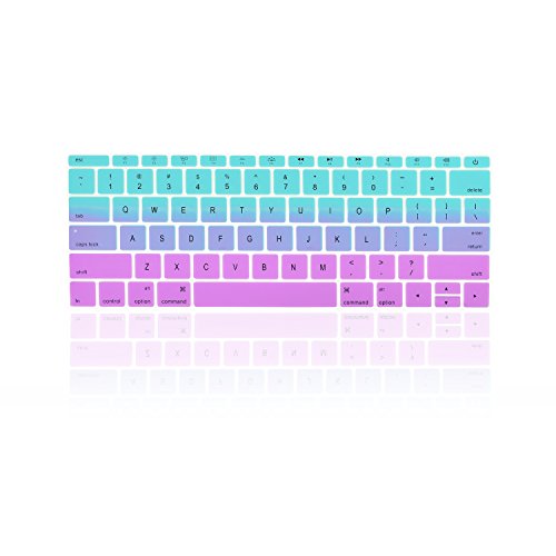 TOP CASE - Faded Ombre Series Keyboard Cover Silicone Skin Compatible with MacBook Pro 13 inch A1708 (No TouchBar) Release 2017 & 2016 / MacBook 12-inch Retina A1534 - Hot Blue/Purple - Thumbnail 2