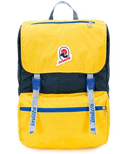 Zaino Invicta, Jolly Vintage, Giallo e Blu, 18 Lt, Porta Laptop fino a