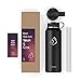 BUZIO Vacuum Insulated Stainless Steel Water Bottle, Wide Mouth with Flex Cap and Straw Lid, 40oz, Graphite