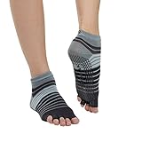 Gaiam Grippy Toeless Yoga Socks, Grey/Black