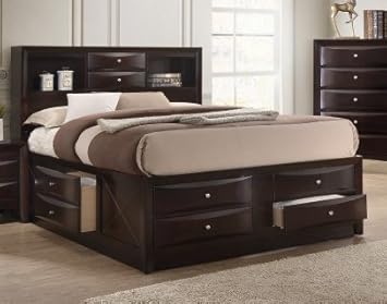 Amazon Com Emily Dark Cherry Wood Queen Captains Bed By Crown