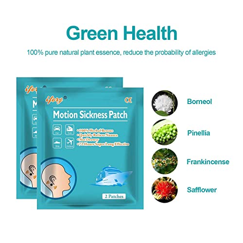 ifory 40 Count Motion Sickness Patches & Sea Sickness Patches for The Relief of Nausea and Vertigo in Adults and Kids from Car Sick, Cruise, Seasick - Behind Ear Non Drowsy