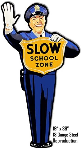 Laser Cut Out Metal Sign Slow School Zone 19"x36" Crossing Guard Wall Art