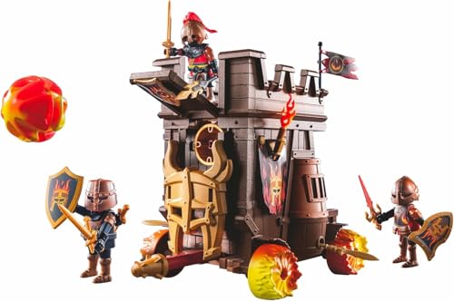 PLAYMOBIL Novelmore 71643 Angriffswagen mit Feuerkanone, mit drei Rittern der Burnham Raiders, inklusive vielfältigen Accessoires für spannende Gefech