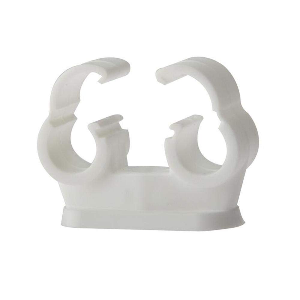 ForgeFix Pipe Clip - Double Cliplock - 15mm - White - Box 50