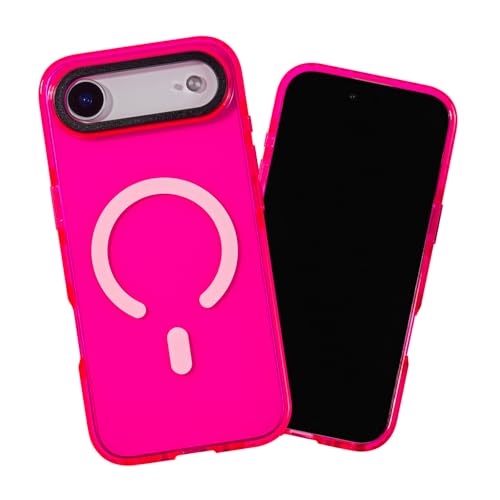 SteepLab Magnetic Barrier Case for iPhone 17 Air, Compatible with MagSafe, Impact Absorbing 360 Degree Protection with Built-in Magnets (Radiant Hot Pink) at Amazon