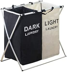 UKKD Cesto para Ropa Dos Compartimentos Sucia Bolsa De Lavandería Carro