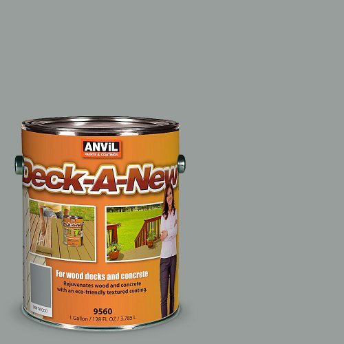 Anvil Deck-A-New Rejuvenates Wood & Concrete Decks Premium Textured Resufacer, Driftwood, 1 Gallon