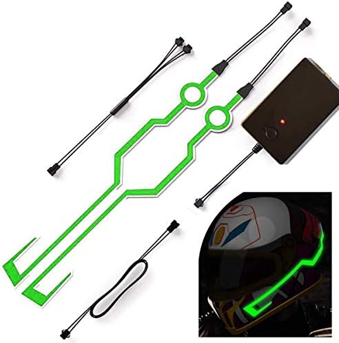 Style Decal Light Stripes for Motorcycle Helmet,LightMode Electroluminescent Light Proton Kit Helmet Sticker EL Wire cord (Green, EL)