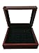 JunningGor 12 Holes Championship Big Heavy Ring Display Case Wooden Jewelry Box Red Velvet Inside (Red) (Black)