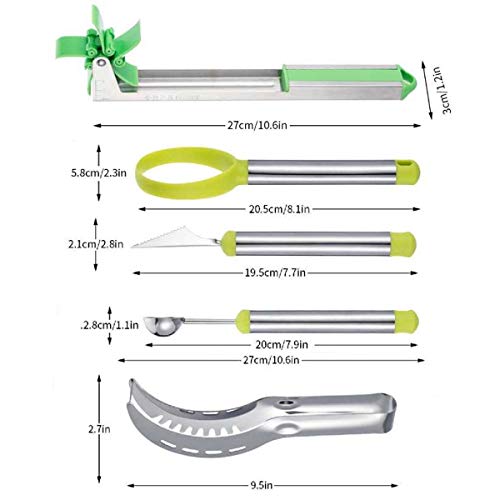 image for SauceDa Watermelon Windmill Cutter 5 Pack, Stainless Steel Watermelon 