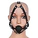 TiaoBug Women Adult Adjustable Leather Metal O-Rings Harness Silicone Mouth Ball Black A One Size