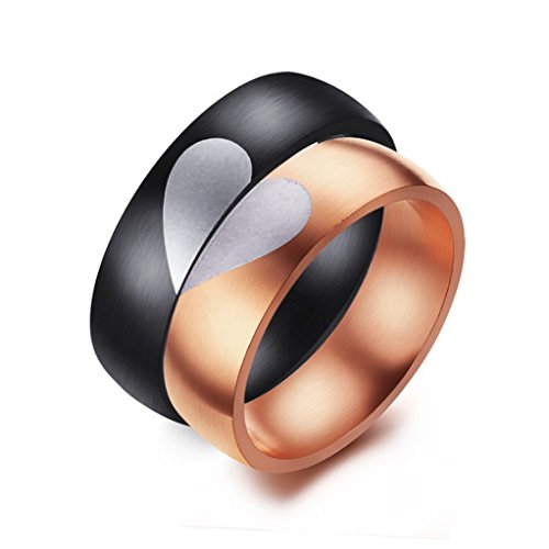 AnaZoz Stainless Steel 6MM Rose Gold Plated Promise Ring 2 Hearts Women Size 5 & Men Size 11