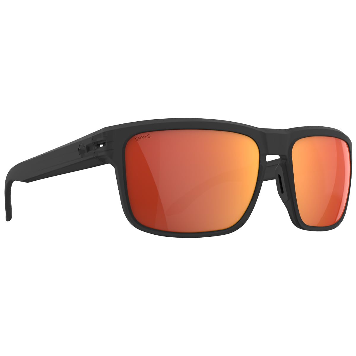 Photo 1 of Spy Optic Men's Region XL Rectangular Sunglasses, Translucent Matte Black Happy Boost Polar Orange Mirror, 62 mm