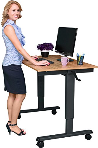48" Crank Adjustable Height Standing Desk (Charcoal Frame / Natural
Walnut Top)