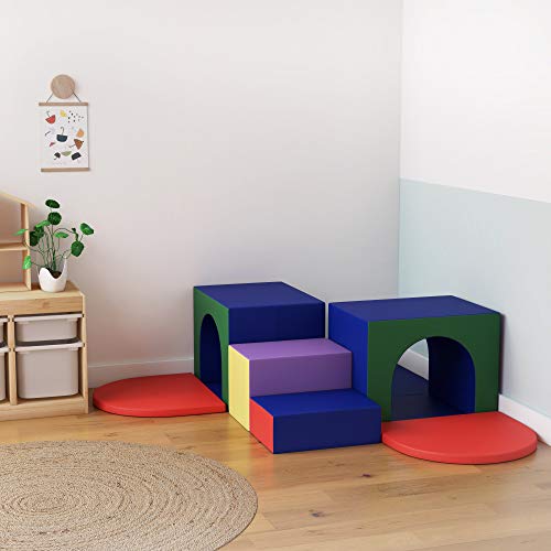 ECR4Kids SoftZone Corner Tunnel Maze, Toddler Playset, Assorted, 7