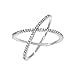 Lavencious Single X Cross Rings Criss Trendy Fashion Statement Clear CZ Cocktails Jewelry for Women