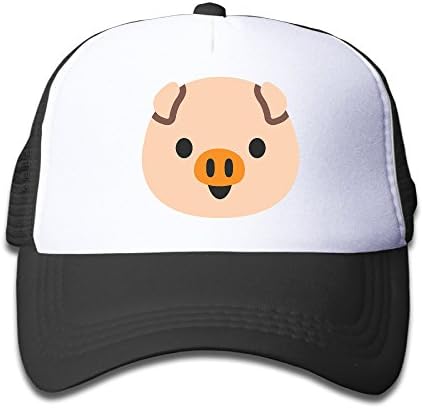Kids Pig Face Mesh Football Cap Hat Black