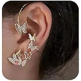 Missgrace Fashion Elf Ear Earring Cuffs Studs Earrings Elf Butterfly Cosplay Cuffs Wrap Earrings for Fairy Ears Costume Cosplay Wedding Earrings Jewelry for Women 1 Pair (Gold)