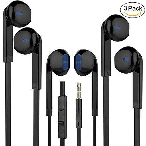 Earbuds, Arrela Wired Earphones with Microphone and Volume Control Stereo in-Ear Headphones for Running Workout Gym(3 Pack)