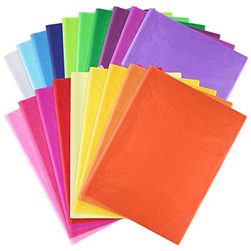 PLULON 60 Sheets Coloured Tissue Paper 19 Mixed Colors Gift Wrapping Sheets Crepe Art Tissue Paper for Craft Floral Birthday Party Festival Gift Wrap Decorative