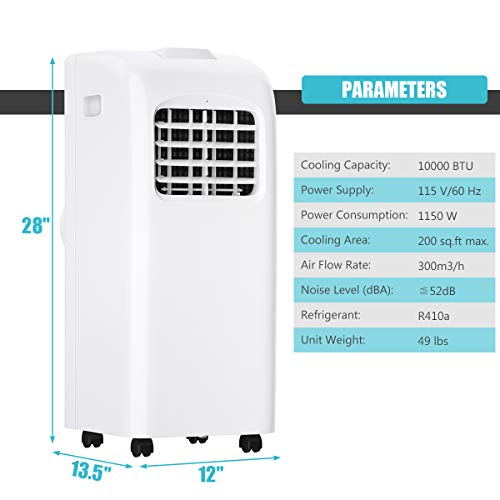 COSTWAY Ashrae 8000 BTU Portable Air Conditioner with Remote Control