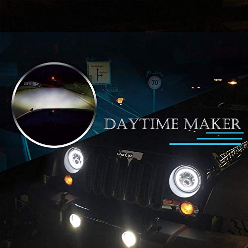 image for TURBOSII DOT Approved 7inch Round chrome Jeep Wrangler Projector Angel