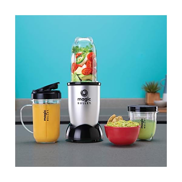 NUTRiBULLET-Magic-Bullet-Deluxe-Blender-Mixer-Food-Processor-Silver The Original Magic Bullet Blender, Mixer & Food Processor 11-Piece Set (Black) (As Seen on High Street TV)
