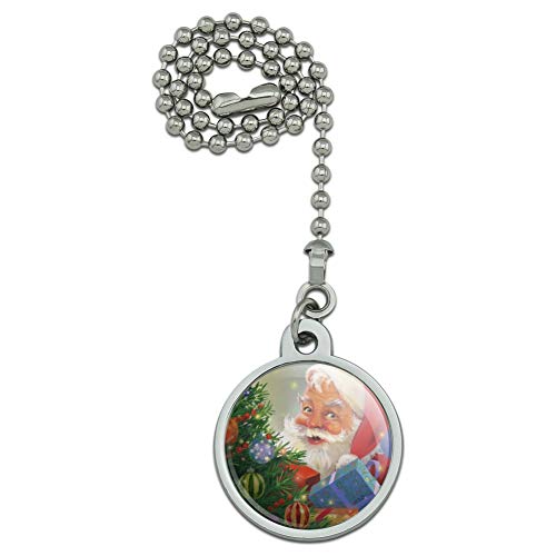 GRAPHICS & MORE Christmas Holiday Santa Behind The Tree Ceiling Fan and Light Pull Chain