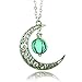Glowing Moon Necklace Alloy Jewelry Blue Green Color 18, Blue, Size one size