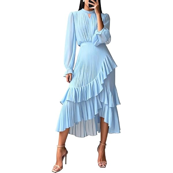 en saison poplin tiered midi dress En Saison Tiered Poplin Midi Dress - Blue