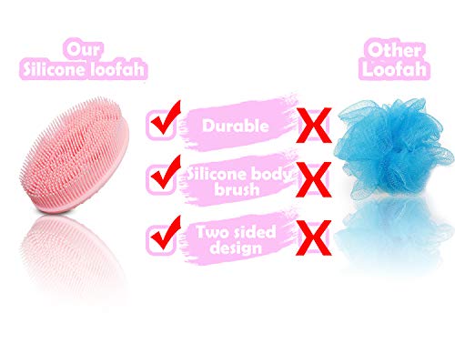 100% Silicone Bath & Shower Loofah Brush For Face & Body Gentel Scrub Skin Exfoliation-Skin Health Beauty Care-Cellulite Treatment-Massaging Brush Long Bristle - Thumbnail 2