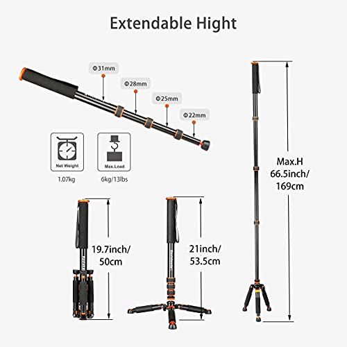 Koolehaoda Extendable Aluminum Monopod with Metal Tripod Base.4
