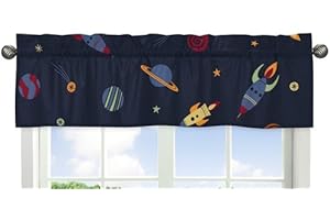 Sweet Jojo Designs Galactic Planets Rocket Ship Window Treatment Valance for Space Galaxy Bedding Collection