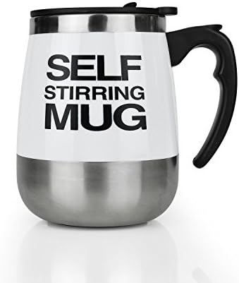 MEGAUS Self stirring mug, Auto Self Mixing Stainless Steel Coffee Cup for Bulletproof/Keto Coffee/Tea/Hot Chocolate/Milk/Cocoa Protein Shaker Mug for Office/Kitchen/Travel/Home 450ml/15.2oz (white)