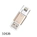 [Apple MFi Certified] USB 3.0 Flash Drive for iPhone iPad, GMYLE Mini External Storage Memory Expansion USB Stick with Lightning Connector (32GB) (Gold)