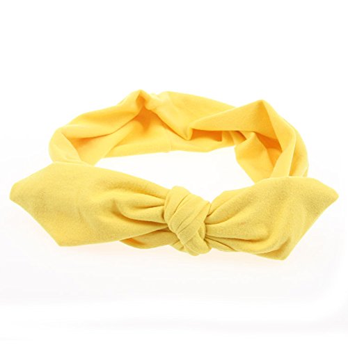Ewandastore Women's Elastic Rabbit Ear Headband Turban Headwrap Knotted Soft Twisted Headband Cross Knot Hair Bands(Yellow)