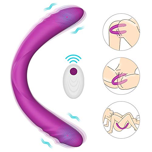 Realistic Double-Ended Vibrating G-spot Dildo Vibrator – Adorime 14.8Inch Strapless Dildo Wireless Silicone Massager for Women, Rechargeable Fake Penis Adult Sex Toys with 7 Vibrations