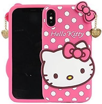 Designer Hub Soft Silicone Hello Kitty Back Cover Case for Apple iPhone X -Pink