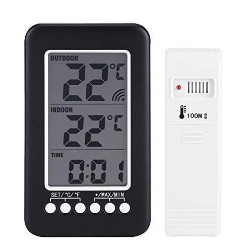 Duokon LCD Digital Indoor Outdoor Thermometer Clock Temperature Meter Wireless Transmitter Hygrometers Weather Stations